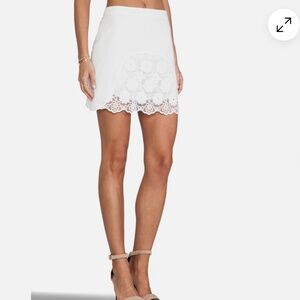 See By Chloe Embroidered Voile Lace White Mini Skirt Eyelet Sz. 8 44